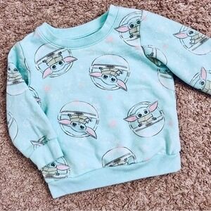 Star Wars Mandalorian Baby Yoda Grogu Mint Green Sweatshirt Toddler 12M Pullover